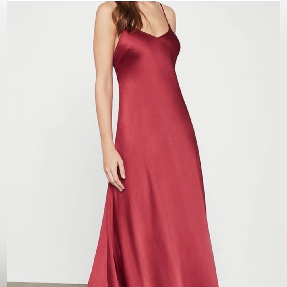 BCBG Rogue Red Backless Satin Floor-length Dress Size 2